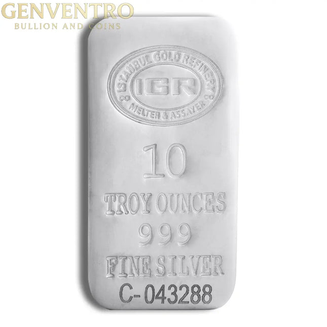 10 oz Silver Bar - IGR Metals Genventro Bullion and Coins