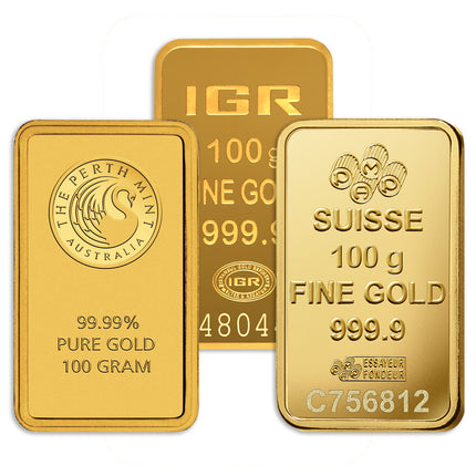 100 gram gold bar brand varies (no card)