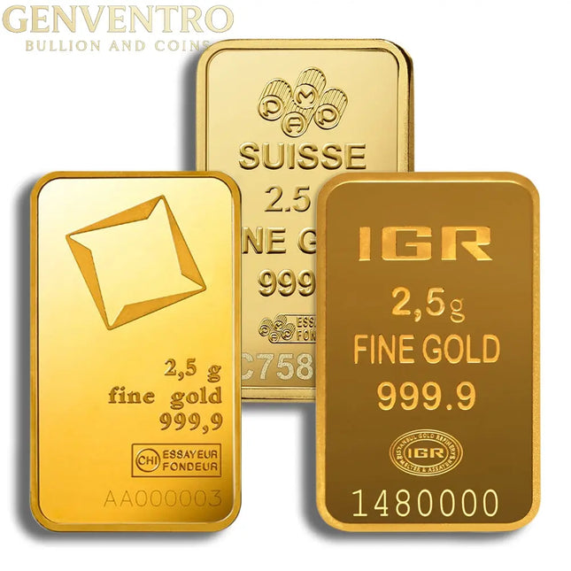 2.5 gram Gold Bar - Brand Varies (No Card) Genventro Bullion and Coins