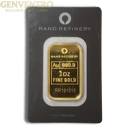 1 oz Gold Bar - Rand Refinery (Carded) Genventro Bullion and Coins