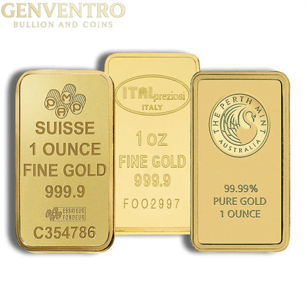 1 oz Gold Bar - Brand Varies .9999 (IRA Eligible) Genventro Bullion and Coins