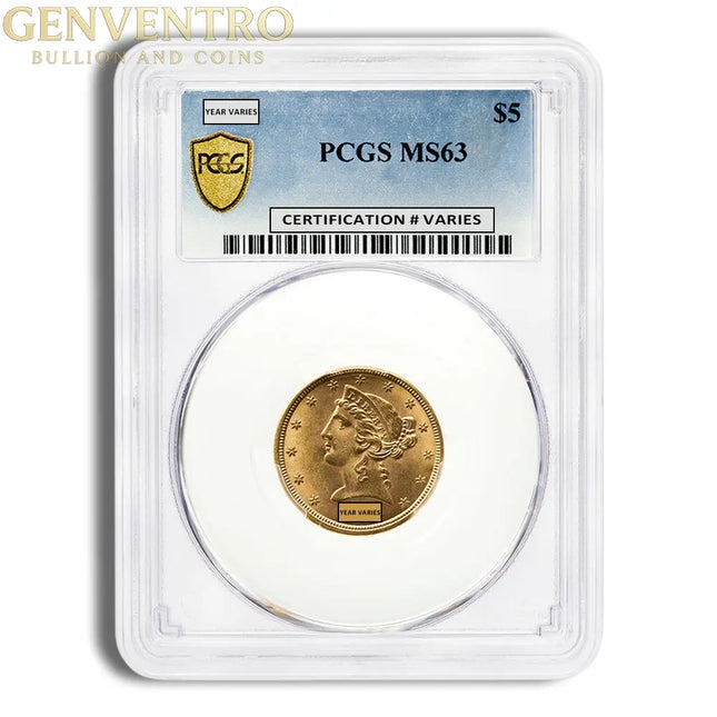 $5 Gold Liberty Half Eagle - PCGS MS63 Genventro Bullion and Coins
