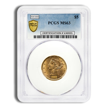 $5 gold liberty half eagle pcgs ms63