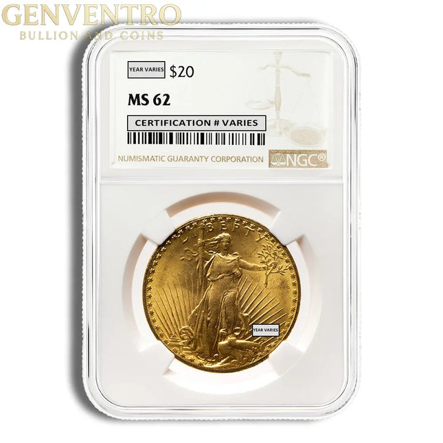 $20 Gold Saint-Gaudens Double Eagle - NGC MS62 Genventro Bullion and Coins