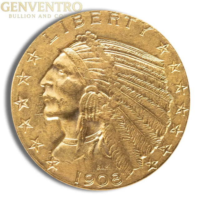 $5 Gold Indian Half Eagle - AU Genventro Bullion and Coins