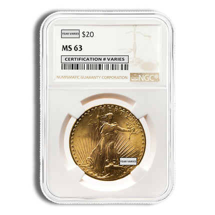 $20 gold saint gaudens double eagle ngc ms63