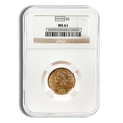 $5 gold liberty half eagle ngc ms61