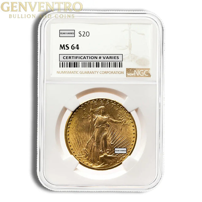 $20 Gold Saint-Gaudens Double Eagle - NGC MS64 Genventro Bullion and Coins