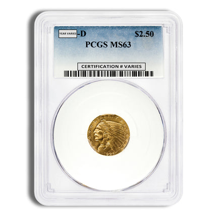 $2.5 gold indian quarter eagle pcgs ms63
