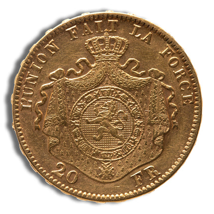 belgium gold 20 francs leopold ii (1867 1882)