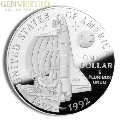 1992-P $1 Columbus Silver Commem - Proof Genventro Bullion and Coins