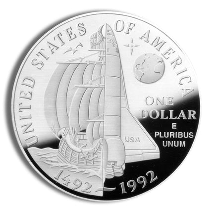 1992 p $1 columbus silver commem proof