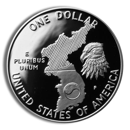 1991 p $1 korean war silver commem proof