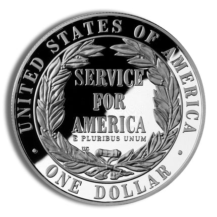 1996 s $1 community service silver commem proof