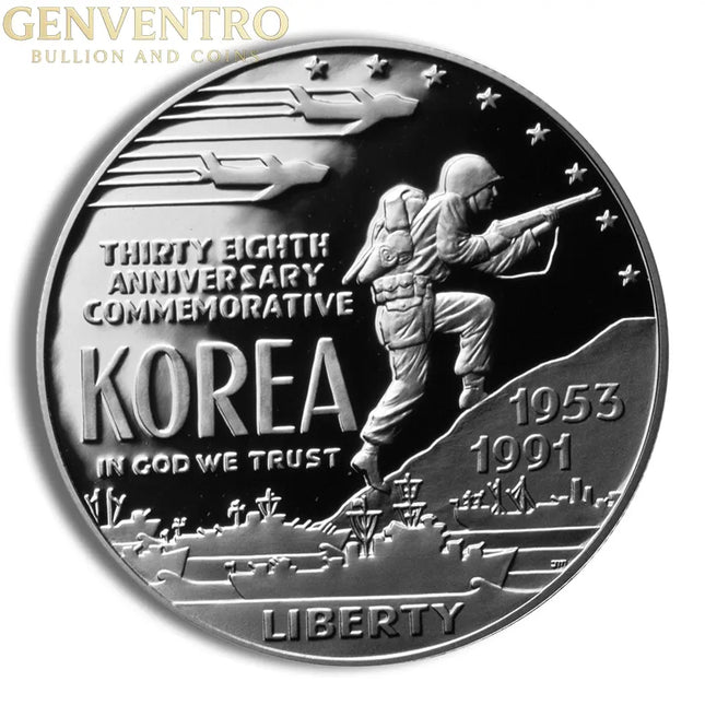 1991-P $1 Korean War Silver Commem - Proof Genventro Bullion and Coins