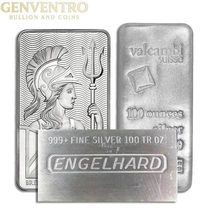 100 oz Silver Bar - Brand Varies Genventro Bullion and Coins