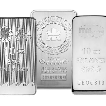 10 oz silver bar brand varies