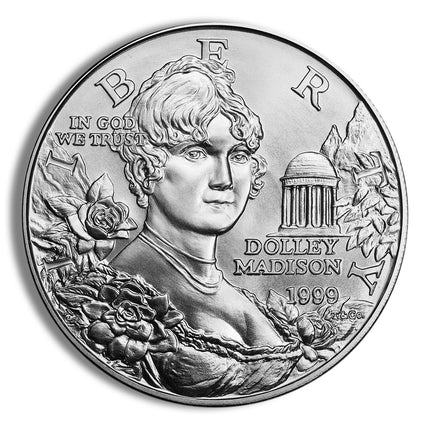 1999 p $1 dolley madison silver commem bu