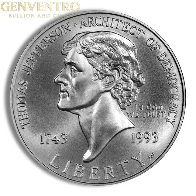 1993-P $1 Jefferson Silver Commem - BU Genventro Bullion and Coins