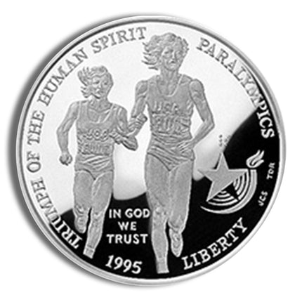 1995 p $1 blind runner silver commem proof