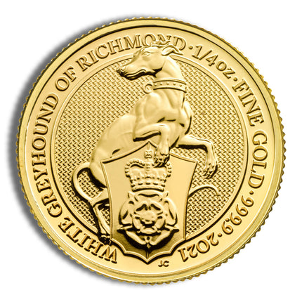 2021 1/4 oz great britain queen's beast gold coin greyhound