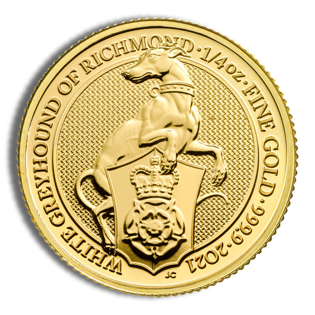 2021 1/4 oz great britain queen's beast gold coin greyhound
