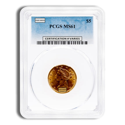 $5 gold liberty half eagle pcgs ms61