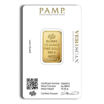 1/2 oz gold bar pamp fortuna (carded)