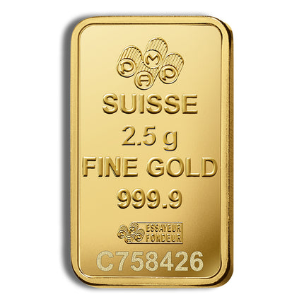 2.5 gram gold bar pamp fortuna (carded)