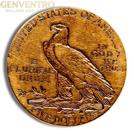 $5 Gold Indian Half Eagle - Any Grade Genventro Bullion and Coins