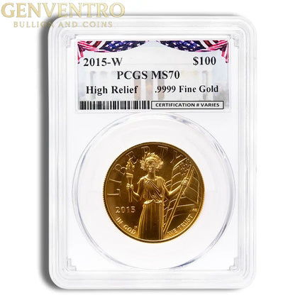 2015-W Liberty High Relief Gold Coin PCGS MS70 Genventro Bullion and Coins