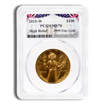 2015 w liberty high relief gold coin pcgs ms70