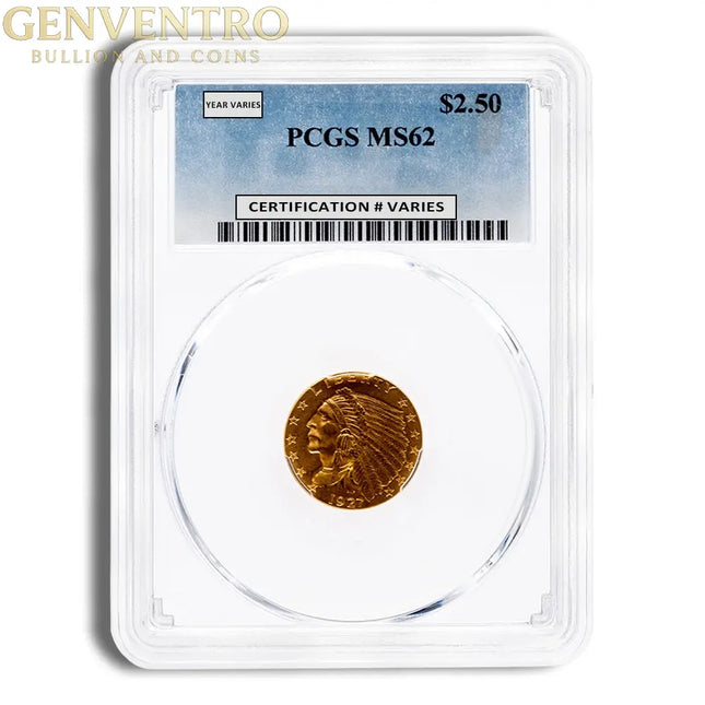 $2.5 Gold Indian Quarter Eagle - PCGS MS62 Genventro Bullion and Coins