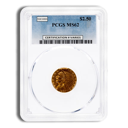 $2.5 gold indian quarter eagle pcgs ms62
