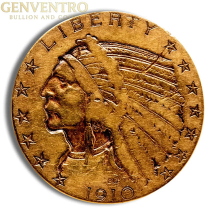 $5 Gold Indian Half Eagle - Any Grade Genventro Bullion and Coins