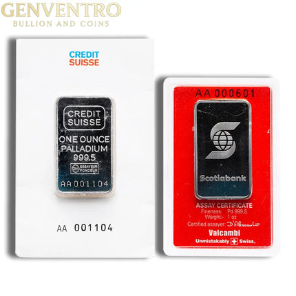 1 oz Palladium Bar - Brand Varies (Carded) Genventro Bullion and Coins