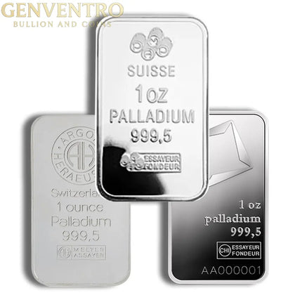 1 oz Palladium Bar - Brand Varies (Not in Card) Genventro Bullion and Coins