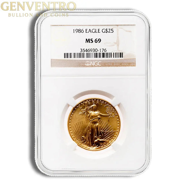 1986 1/2 oz Gold Eagle $25 NGC MS69 Genventro Bullion and Coins