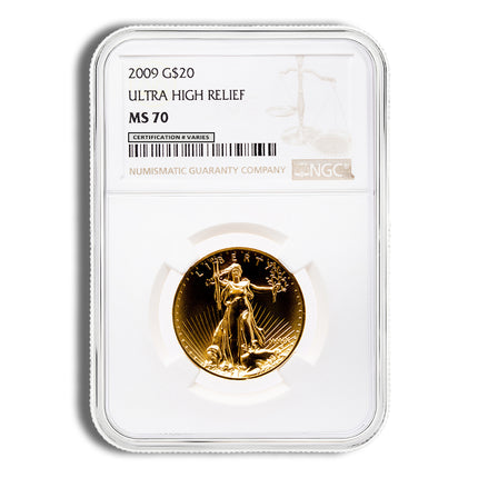 2009 ultra high relief double eagle gold coin ngc ms70