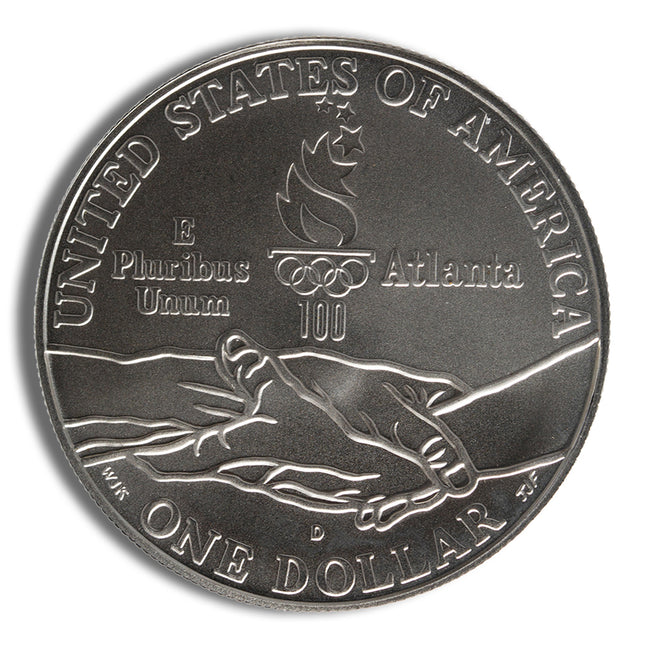 1995 d $1 track &amp; field silver commem bu