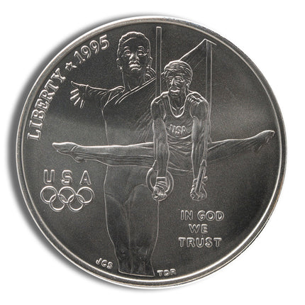 1995 d $1 gymnast silver commem bu