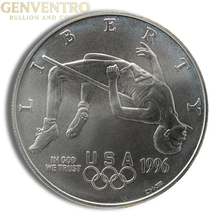 1996-D $1 High Jump Silver Commem - BU Genventro Bullion and Coins