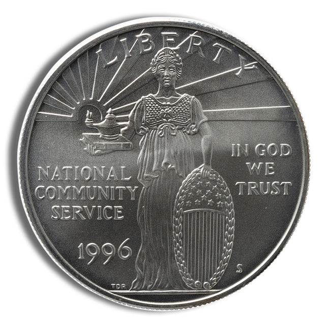 1996 s $1 community service silver commem bu