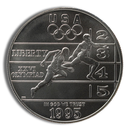 1995 d $1 track &amp; field silver commem bu