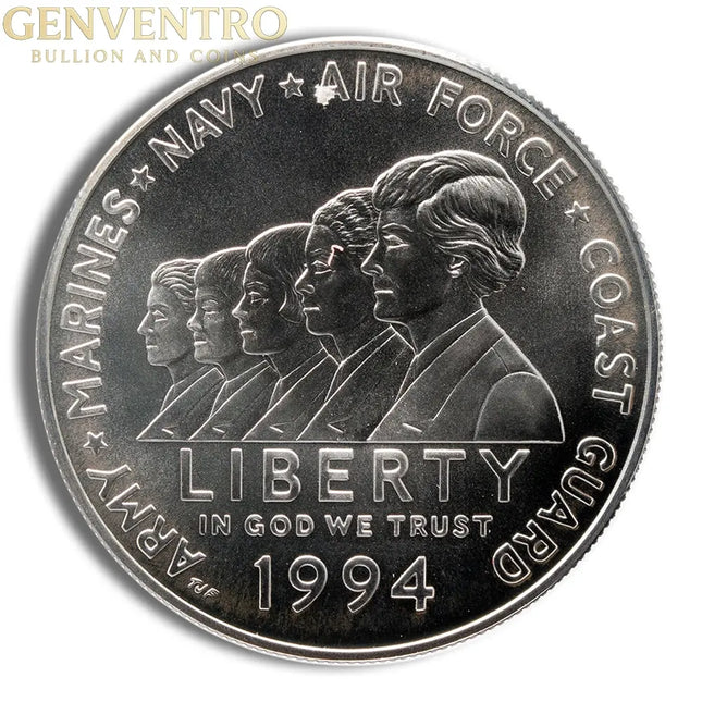 1994-W $1 Women in Military Silver Commem - BU Genventro Bullion and Coins