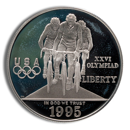 1995 d $1 olympic cycling silver commem bu