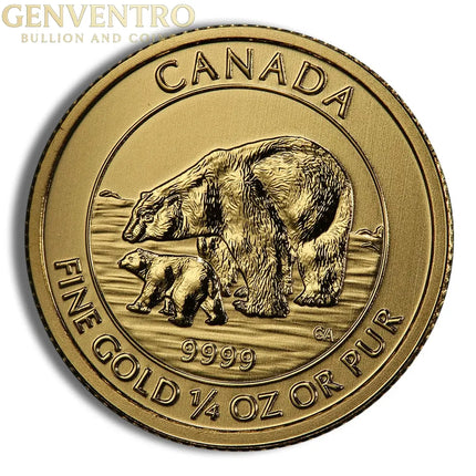2015 1/4 oz Canadian Polar Bear & Cub Gold Coin Genventro Bullion and Coins