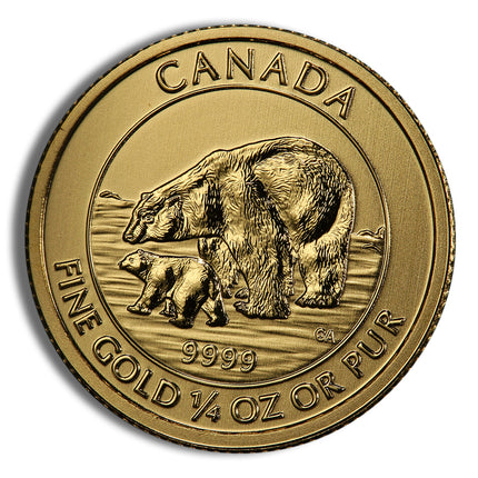 2015 1/4 oz canadian polar bear &amp; cub gold coin