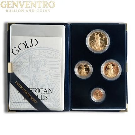 Four Coin Proof Gold Eagle Set - Box/COA (Date Varies) Genventro Bullion and Coins