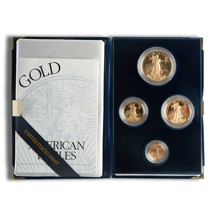 four coin proof gold eagle set box/coa (date varies)